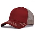 thumbnail image 3 of FUZHIQ Trucker Hat Mesh Back Cap, Solid Color Lightweight Wavy Stitch Brim Adjustable Baseball Cap, Breathable Summer Outdoor Cap, 3 of 3