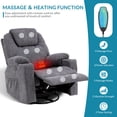 thumbnail image 3 of OUINCH Manual Swivel Glider Rocker Recliner Chair with Massage and Heat, 2 USB Ports, 2 Cup Holders, 2 Side Pockets and 2 Front Pockets, 3 of 7