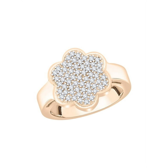 Diamond Cluster Floral Ring in 10K Rose Gold (3/8 cttw) (I-Color, SI3/I1-Clarity) (Size-7)