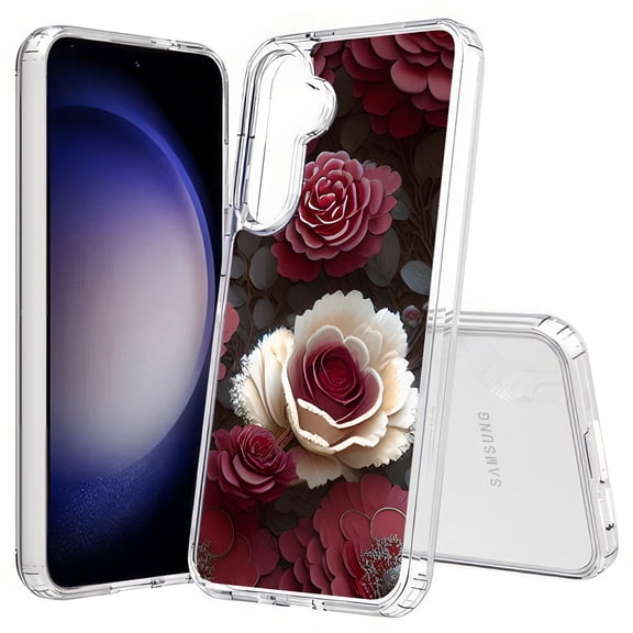 TalkingCase Slim Fit Phone Case Compatible for Samsung Galaxy S25  Plus(Not S25/ S25 Ultra), Dark Red Floral 2 Print, Lightweight,Flexible, USA Print
