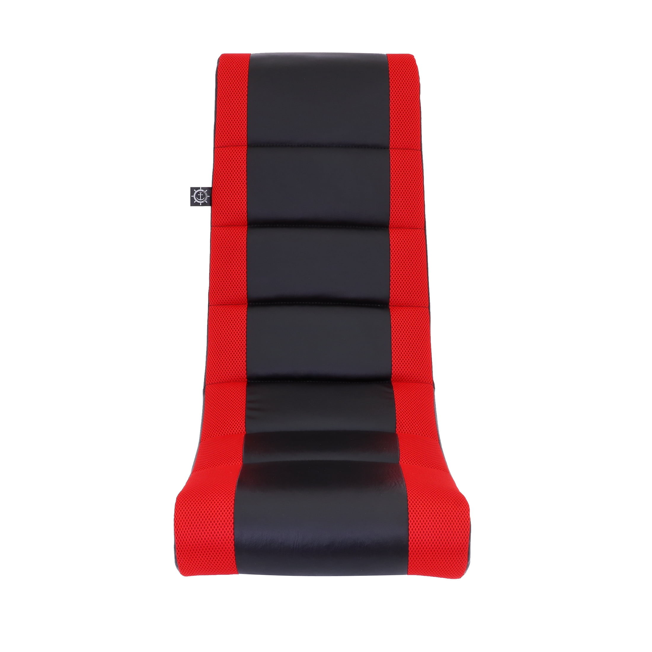 The Crew Furniture Classic Video Rocker Floor Gaming Chair, Kids and Teens, PU Faux Leather & Polyester Mesh, Black/Red