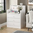 thumbnail image 3 of Afuhokles Nightstand Set of 2 with Charging Station, Night Stand End Table with Hutch and Storage Drawers, White, 3 of 9
