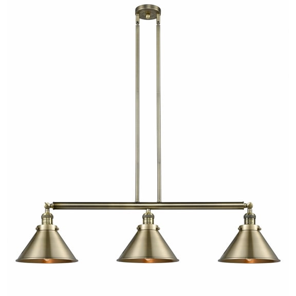 213-AB-M10-AB Innovations Lighting Briarcliff - 3 Light Stem Hung Island In Traditional Style-8 Inches Tall and 42.5 Inches Wide-Antique Brass Finish