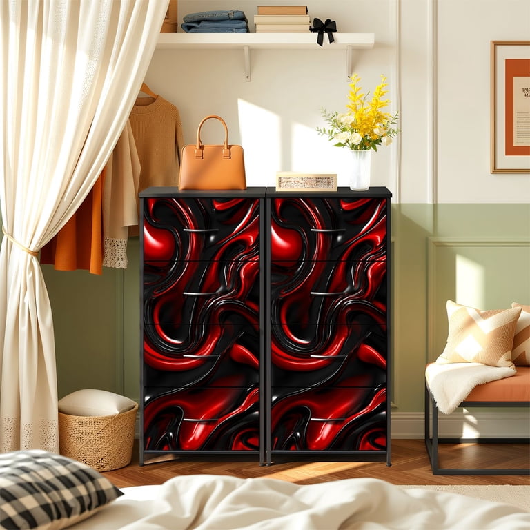red and black dresser Other | Pretty delicately scrolled bracket feet A red whimsical dresser to
