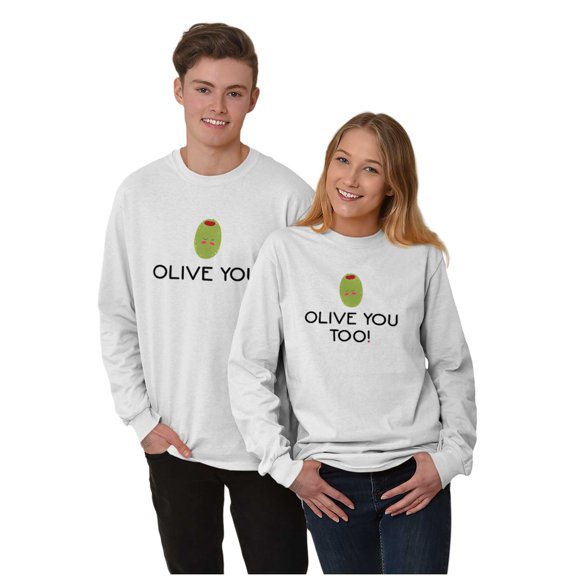 Olive You Love Pun Matching Couples Plus Size Long Sleeve Graphic Tee Shirt Brisco Brands 2X