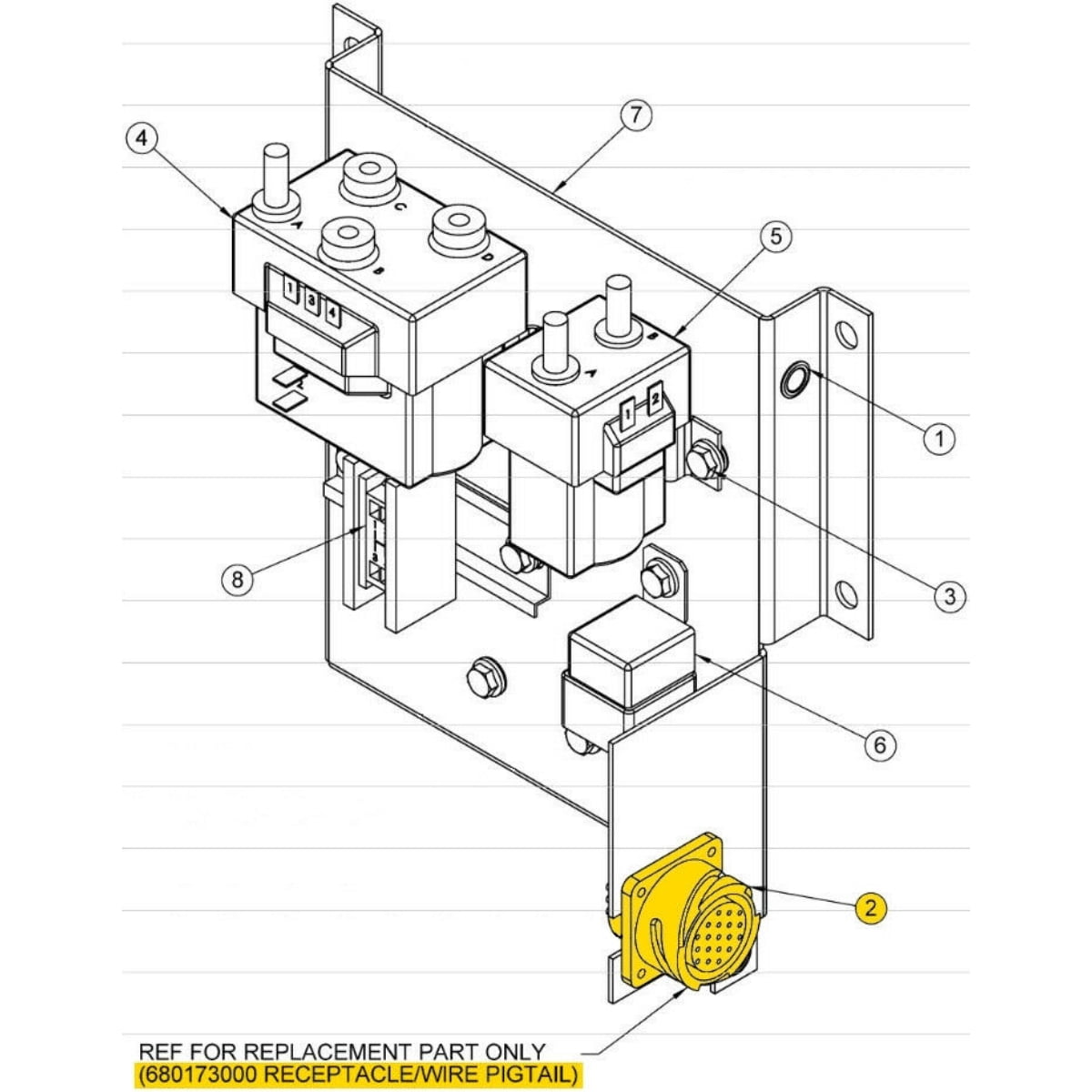 Auto Crane 680173000, 19 Pin Wired Receptacle Assembly