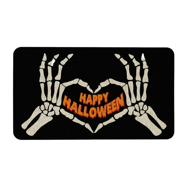 Style A Halloween Doormat Orange Multicolor Polyester 16X23.62 Inches Non Slip Entryway Rug For Front Door Multicolor