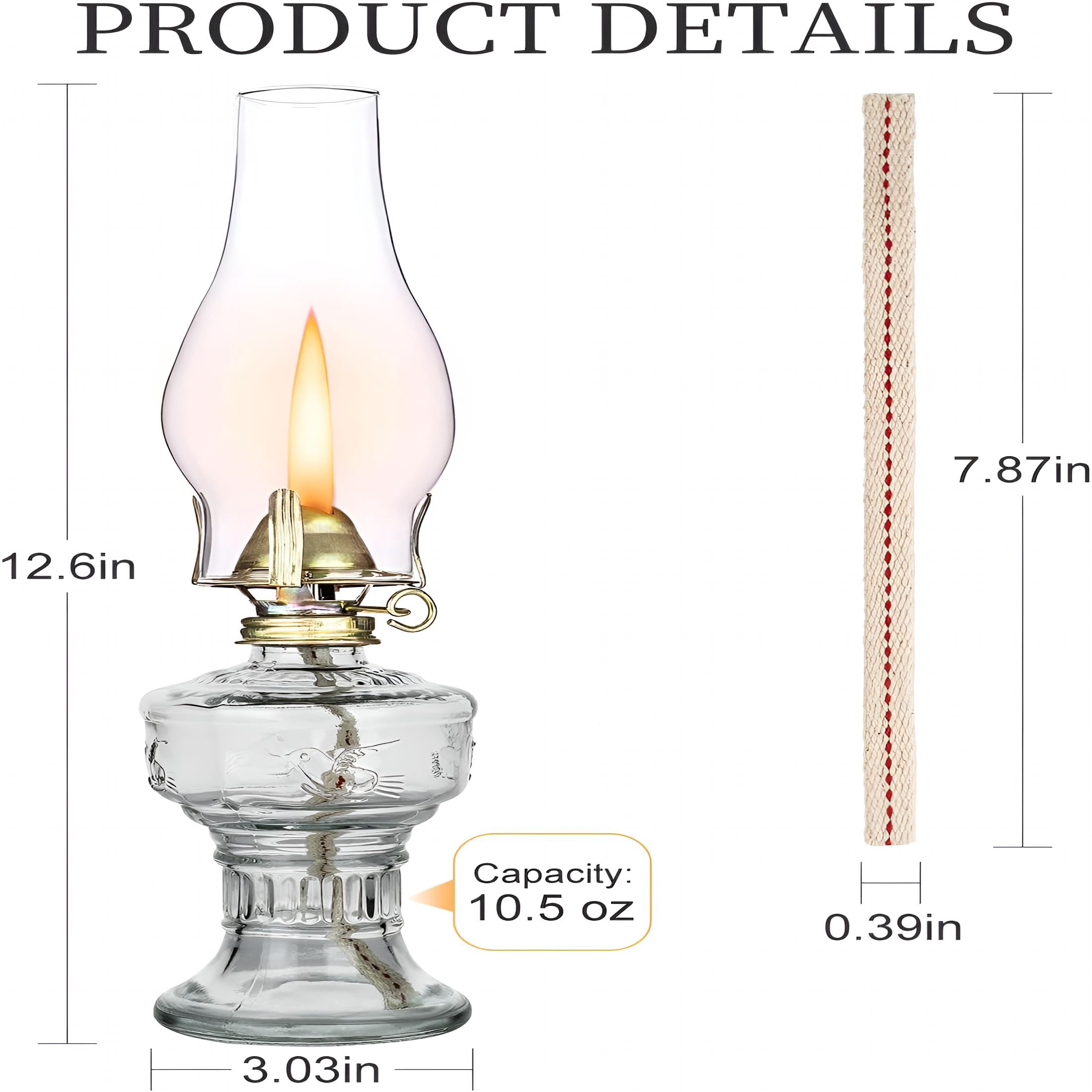 HIBIBUD 2 Pcs Chamber Oil Lamps for Indoor Vintage Kerosene Lamp Rustic Hurricane Kerosene Lantern with Adjustable Fire Wick Lighting Oil Lantern for Tabletop Decor and Emergency Lighting,H:13''