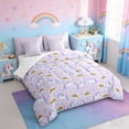 thumbnail image 2 of Erosebridal Colorful Unicorn Animal 7-Piece Bedding Comforter Set,Kawaii Rainbow Cute Stars Print King Bedding Sets For Kids,Reversible, 2 of 7
