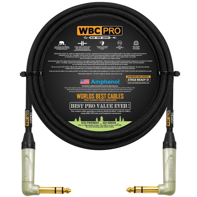 Cable Stereo Star-Quad WBC-PRO Negro Ultra Silencioso Flexible con Conectores Amphenol Oro