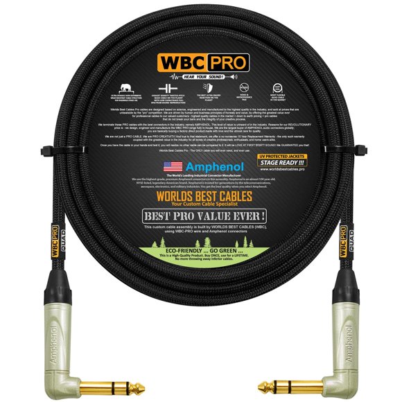 Cable Stereo Star-Quad WBC-PRO Negro Ultra Silencioso Flexible con Conectores Amphenol Oro