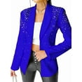 thumbnail image 2 of Women'S Business Blazer, Long Sleeve Open Front Suit Jacket, Rhinestone Button Down Coat, Office Work Wear Blue XL, 2 of 7