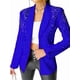thumbnail image 2 of Blazer de Negocios para Mujer, Chaqueta de Traje de Larga con Abertura Frontal, Abrigo con Botones de Diamantes de Imitación, Ropa de Oficina Azul S, 2 of 7
