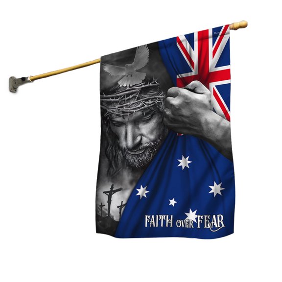 FLAGWIX American House Flag (29.5" x 39.5") - Jesus Flag Jesus Faith Over Fear Australian Flag - Polyester Indoor Outdoor Flags