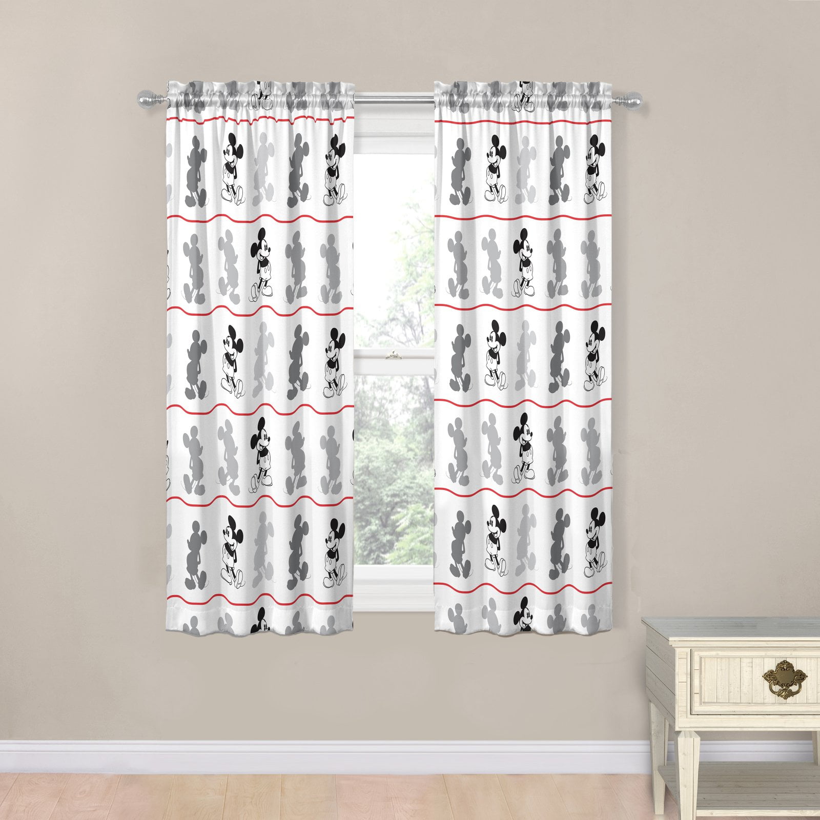 Vintage 80's Children's Disney Mickey Mouse Curtains 2 Panels . 