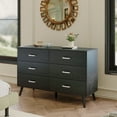 thumbnail image 3 of Frmobepts Mid Century Modern Dresser, Wood 6 Drawer Dresser for Bedroom, Black, 3 of 9