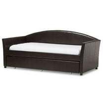 Bowery Hill Modern Faux Leather Twin Daybed with Trundle in Brown