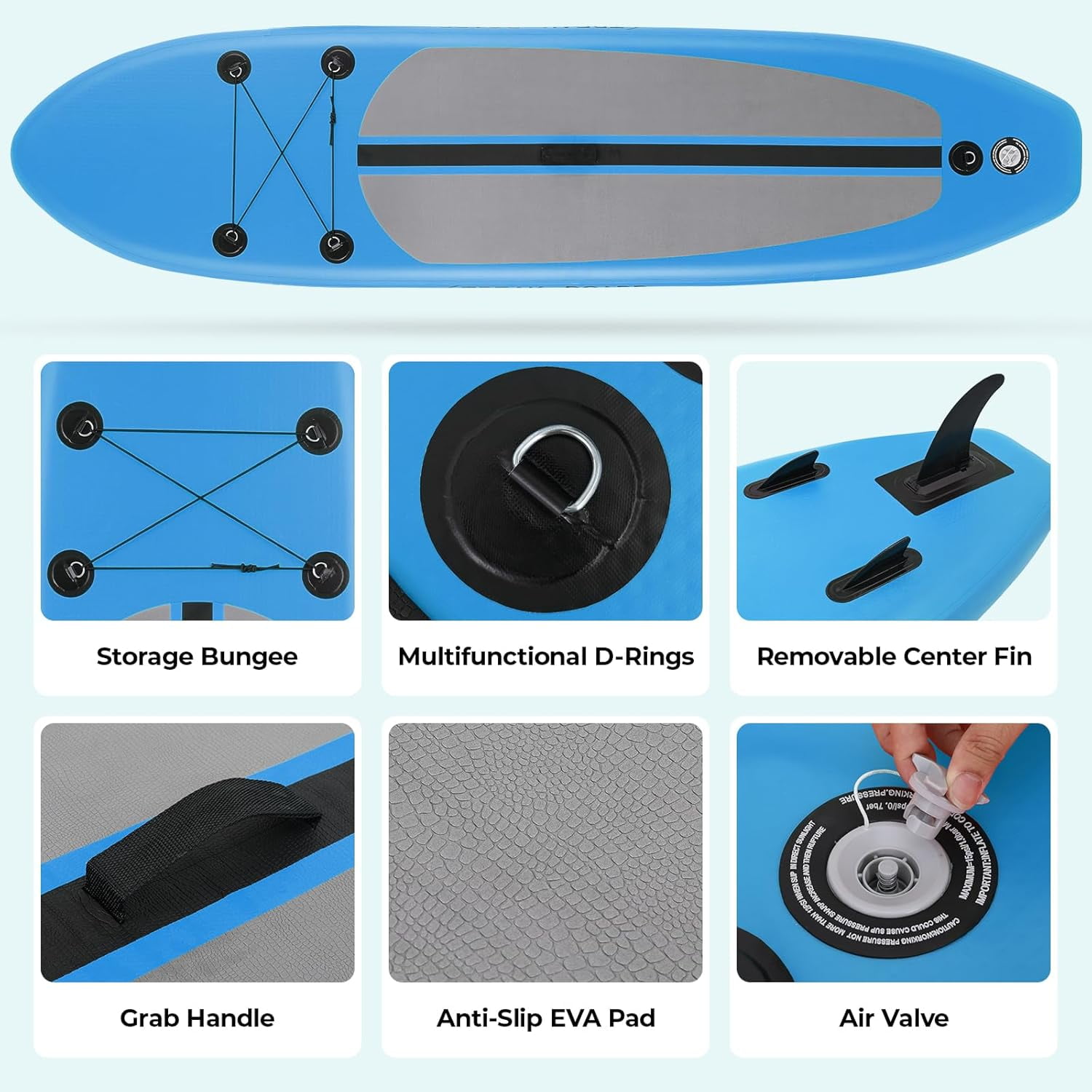 Pirecart 12FT Inflatable Stand up Paddle Board with Premium SUP Paddle Board Accessories for Surfing, Fishing, Blue