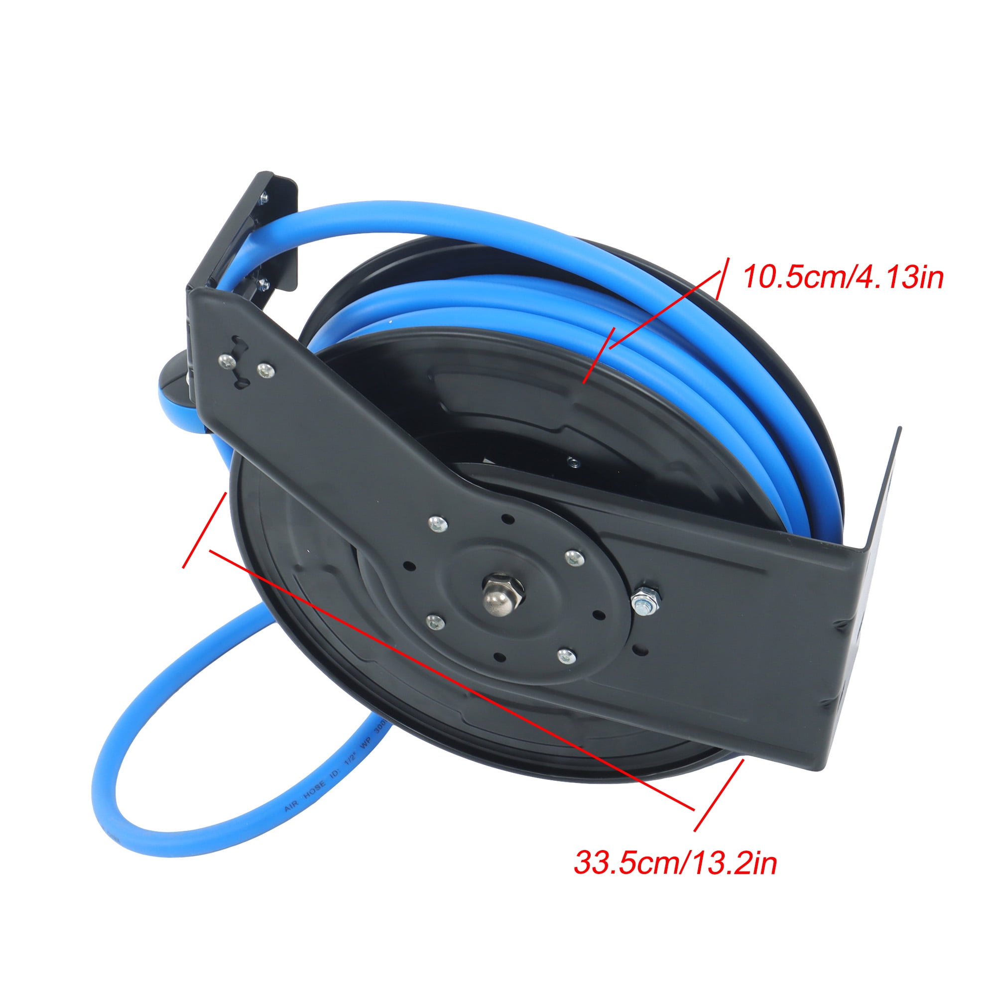 labwork 1/2'' X 50' Wall Mount, 300PSI Retractable Air Hose Reel, Auto Rewind Retractable Reel With Air Hose, 1/2" Npt, Blue