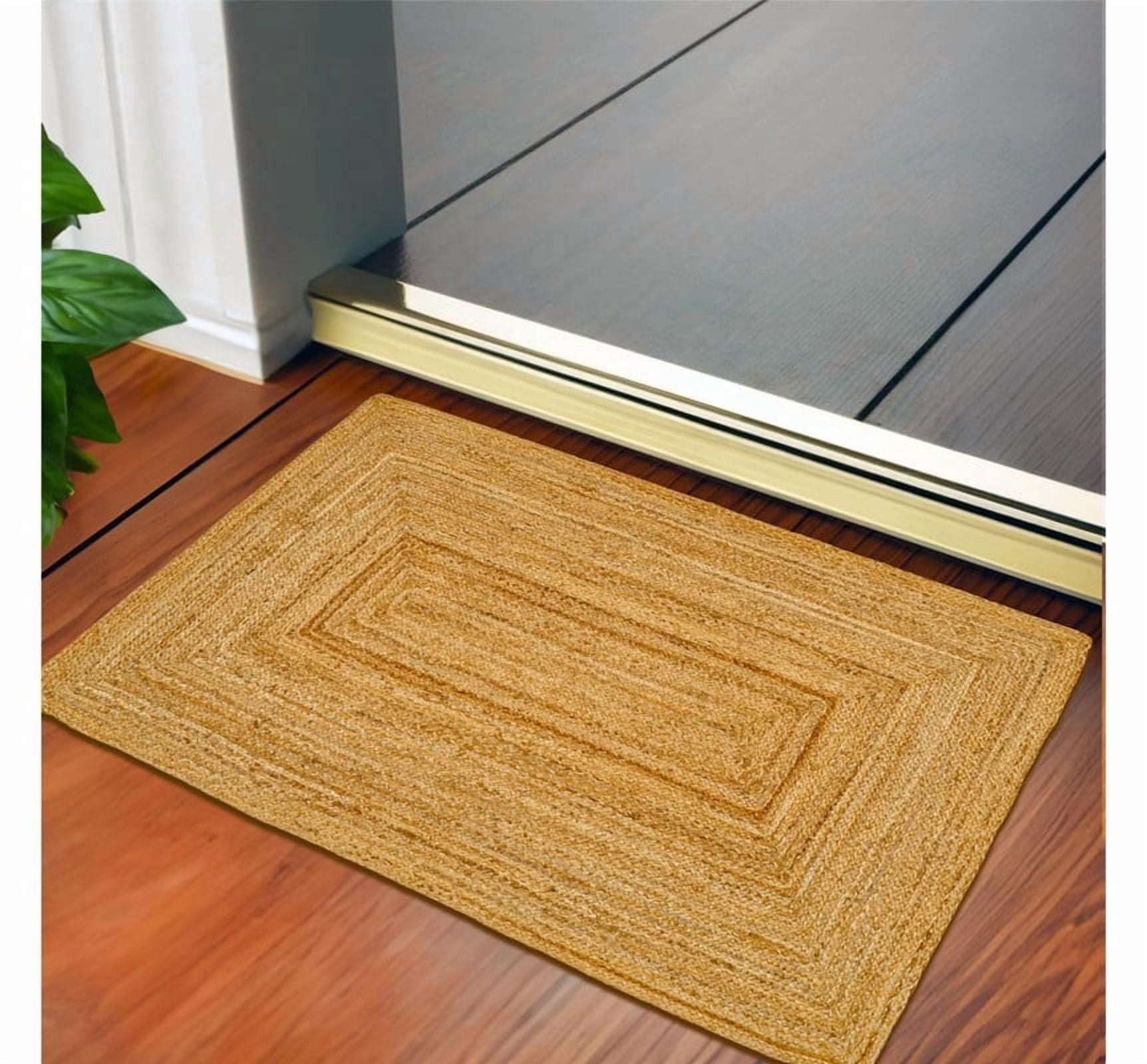 Handwoven Jute Area Rug Rustic Rectangular Beige Braided Reversible Carpet for Bedroom Living Room Entryway_10'X13'