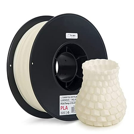Inland 1.75mm Glow in The Dark PLA 3D Printer Filament - 1kg Spool (2.2 lbs)