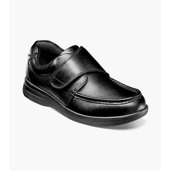 Nunn Bush Cam Men's Moc Toe Strap, Black Tumbled, 10W