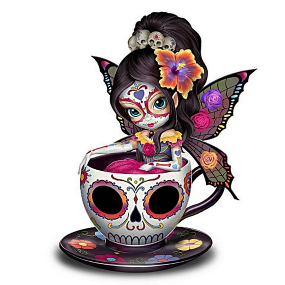 The Hamilton Collection Sweet Jasmine Sugar Skull Fairy Day of the Dead Figurine Part of the Tea with The Spirits Series by Jasmine Becket-Griffith 5-Inches #1