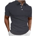 thumbnail image 2 of SEAOPEN Men's Spring/Summer Colorblocking Lapel Half Zip Short Sleeve Shirt Today Dark Gray,2XL, 2 of 6