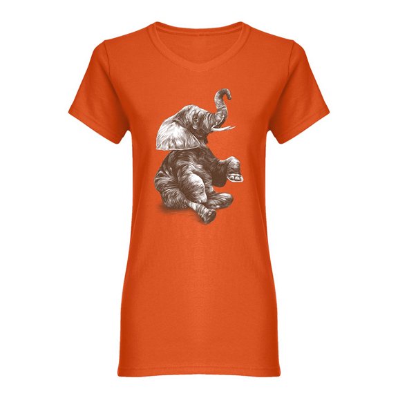 Elephant With Raised Trunk Shaped Tee Women's -Image by Shutterstock