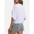 thumbnail image 6 of Women's Comfy Basic Workout Gym Short Sleeve Crop Tops Casual Loose Oversized T-Shirts, 6 of 6