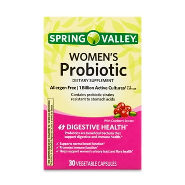 Spring Valley Women's Probiotic Dietary Supplement Vegetarian Capsules for Digestive Health, 30 Count