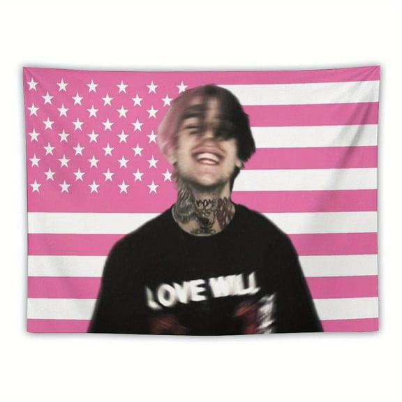 Lil Peep Themed Pink & White American Flag Tapestry Wall Hanging - Horizontal Patriotic Star Design for Bedroom, Living Room, Dorm Decor - No Electricity Needed, Patriotic Home Decor