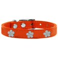 thumbnail image 1 of Silver Flower Widget Genuine Leather Dog Collar Orange 26, 1 of 1
