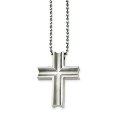- Titanium Polished Cross Necklace
