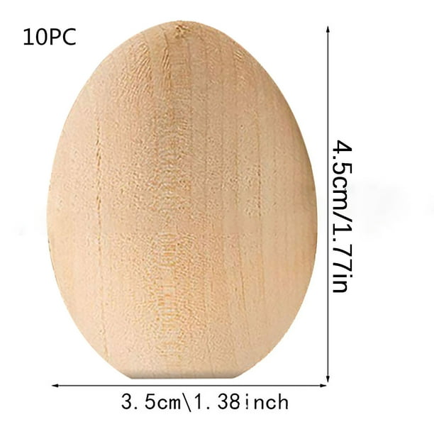 Xihbxyly Huevos de Pascua de Madera, Juego de 10 Huevos Sin Terminar, Kit de Pintura Diy, Base Plana para Colocarlos de Pie, Perfectos para Decoración Navideña, Manualidades, Tamaño 3,5 X 5 Cm