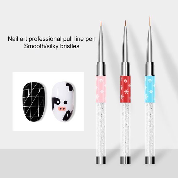 GROFRY Nail Liner Pen Snowflake Print Faux Crystal Fine Point Non-slip Comfortable Grip Nail Design Professional Nail Art Liner Brush Pen Nail Salon Tool,Pink