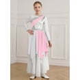 thumbnail image 5 of iiniim Kids Girls Long Sleeve Lyrical Performance Asymmetrical Dance Dress Pink 8, 5 of 7