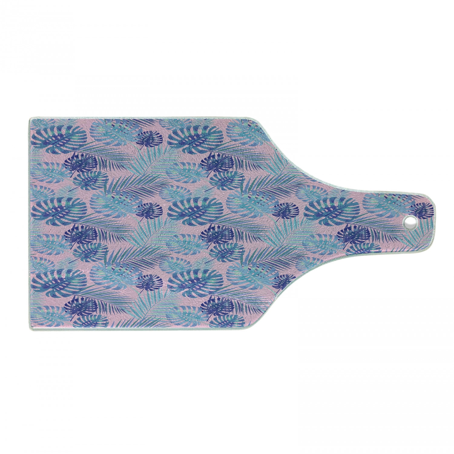Tropical Palm and Monstera Leaves Tempered Glass Cutting Board