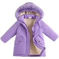 thumbnail image 2 of newwalpole Girls' Winter Warm Coat Fleece Lined Long Jacket with Furry Hood Purple for Size 5-6 Years, 2 of 9