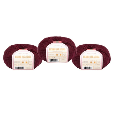 Lion Brand Yarn LBC Merino Yak Alpaca Merlot Medium Merino, Alpaca, Yak Yarn 3 Pack