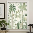 thumbnail image 4 of Green Palm Tree Semi Sheer Curtains Drapes for Living Room, Bedroom, French Doors Window 96 Inches Long, Summer Beach Cactus Rod Pocket Chiffon Curtain Drapery Voile Draperies Panel, 4 of 6