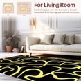 thumbnail image 2 of Flatwoven High Traffic Area Rug, Contemporary Black Marble with Bold Gold Streaks and Flow, Non Slip, Stain Resistant, Washable Area Rugs for Living Room, Bedroom(Black, 6X6), 2 of 8