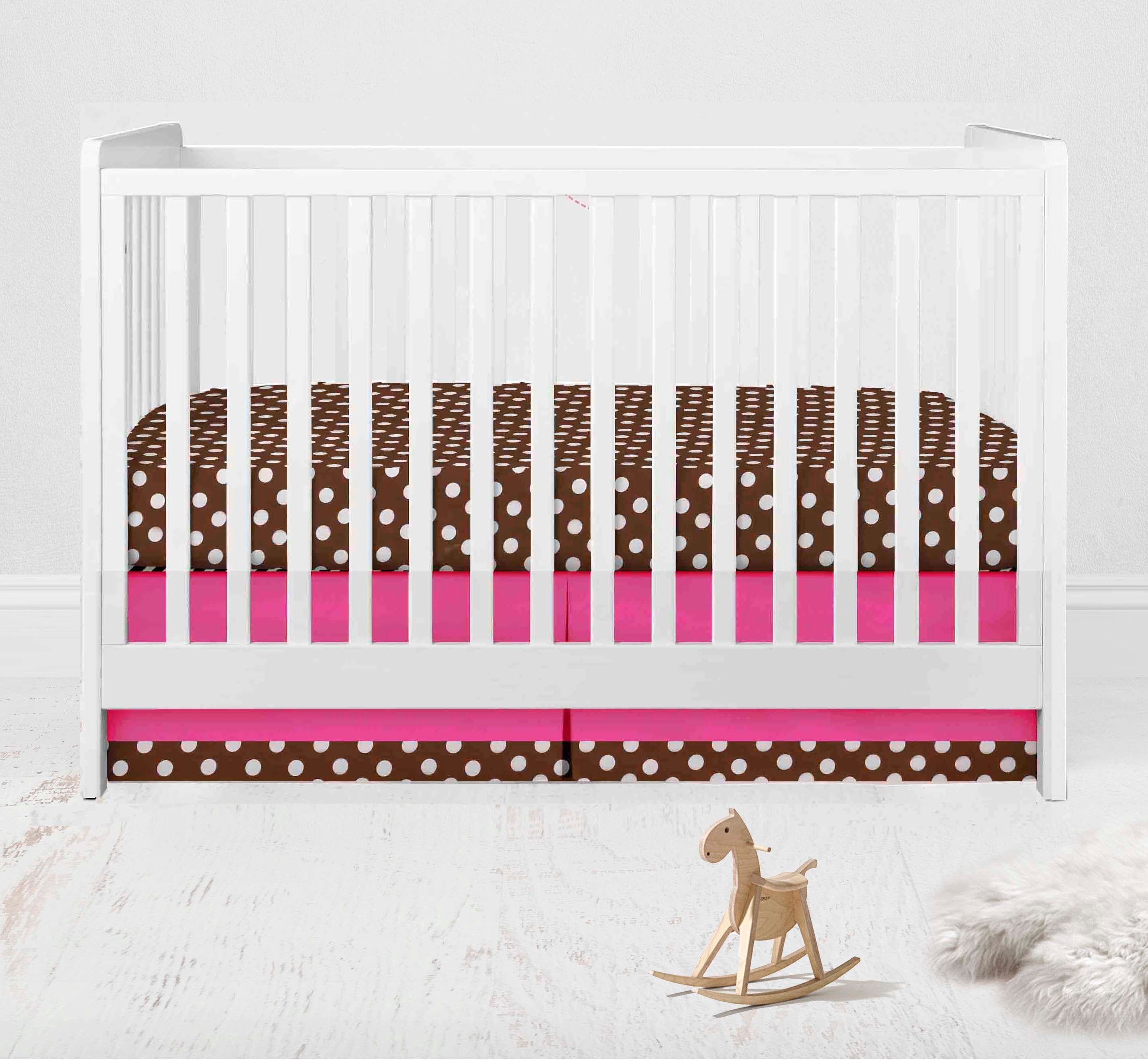 Bacati - Butterflies 4-Piece Crib Bedding Set with Diaper Stacker - Pink/Chocolate Girls