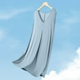 thumbnail image 2 of Soft Cotton Nightgowns for Women, Sleeveless Tank Sleepshirts with Chest Padded V Neck Sleepwear Comfy Casual Pajama Dress Plus Size Pajamas Light Blue XL, 2 of 8