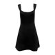 thumbnail image 4 of Vestido mini elástico acampanado sin mangas y con cuello cuadrado para mujer: poliéster, corte ajustado de cintura alta, para llevar en la calle, de vacaciones o en fiestas., 4 of 4