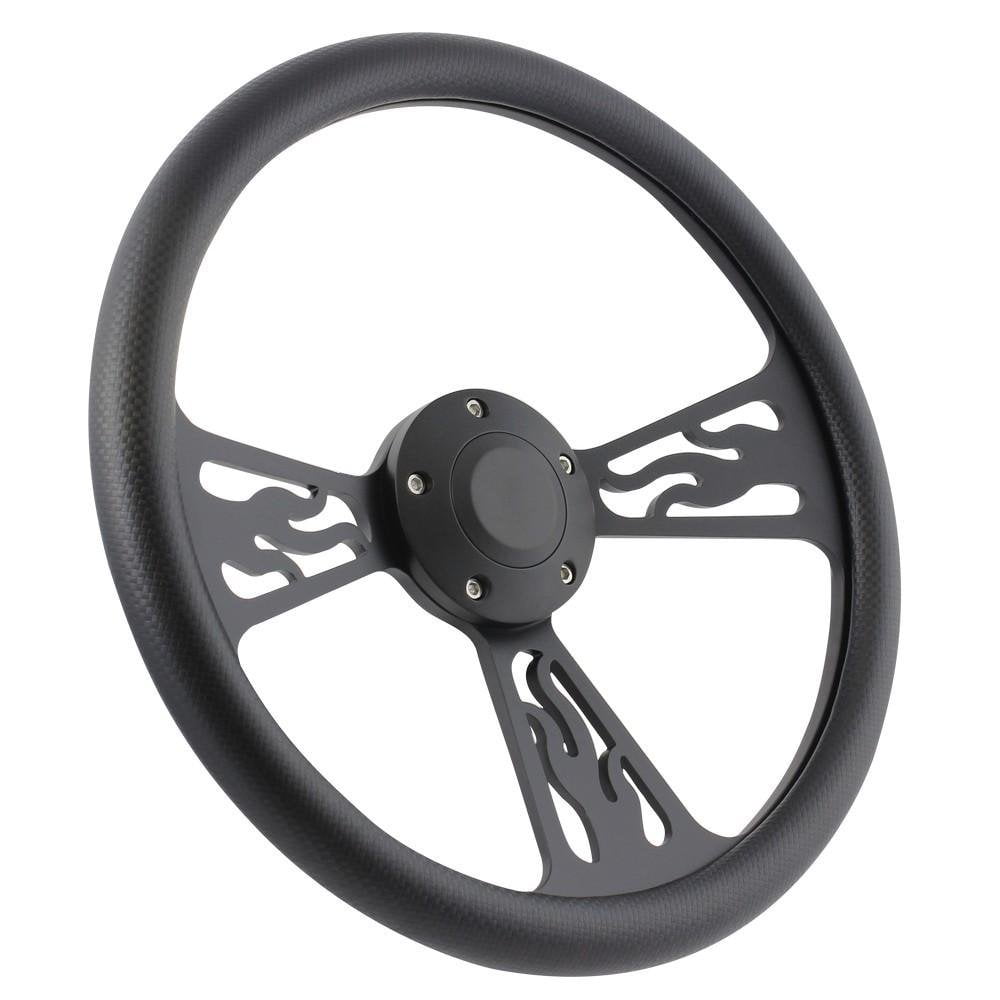 7891 FORD Bronco Fullsize 14 Inch Black Flame 5 Hole Steering Wheel