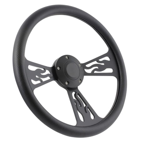 89-94 FORD Ranger (midsize), Bronco II, Aerostar 14 Inch Black Flame 5 Hole Steering Wheel Carbon Fiber Half Wrap