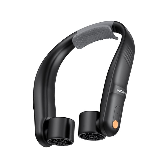 Warmco Ventilador de Cuello Recargable Portátil Manos Libres, Batería 5200mAh de Doble Cabezal, 3 Velocidades, Negro