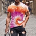 thumbnail image 5 of Dvprdro Men's Tie Dye Short Sleeve T-shirts Fashion Trendy Crew Neck Pullover Tops Casual Gym Sport Workout Tee Hot Pink XXXXL, 5 of 5