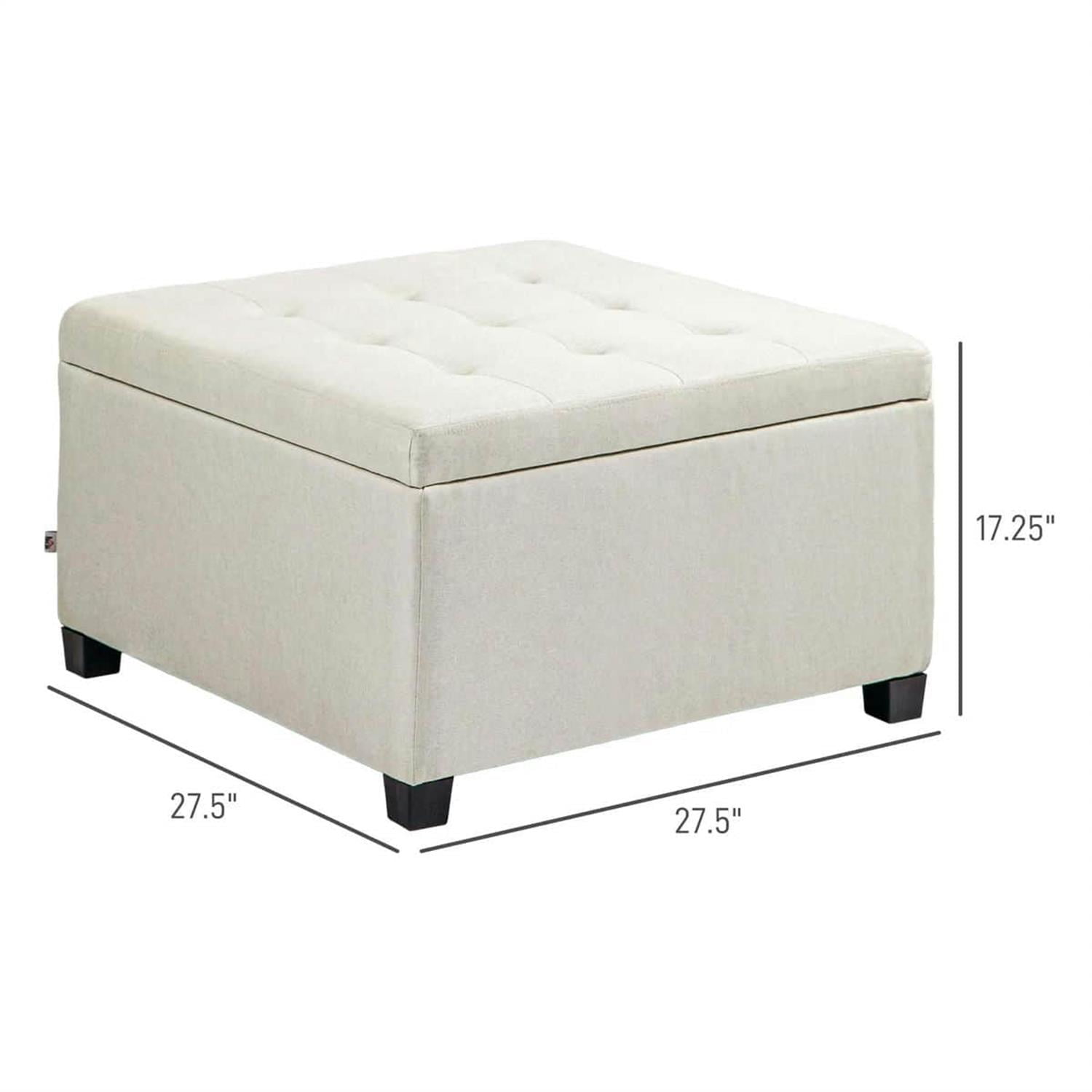 Demi Bonn 27" Bench Button Tufted Storage Ottoman, Velvet Flip Top Ottoman for Living Room, Bedroom, Entryway, Beige